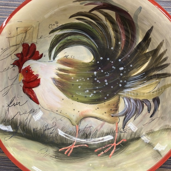 Susan Winget Certified International Rooster Design Bowl - Picture 2 of 4